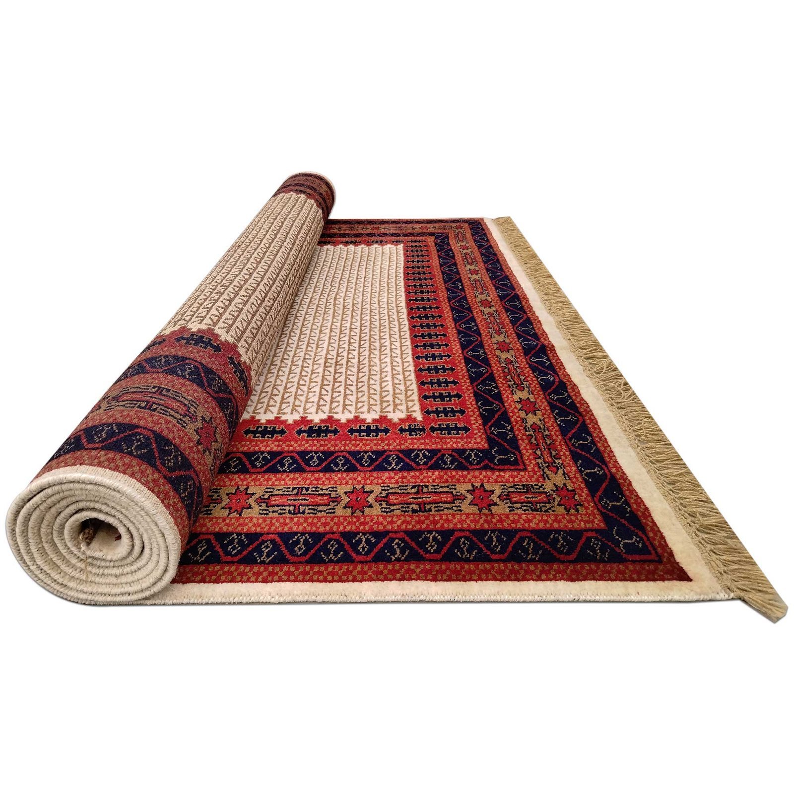 6x9 Feet Wool White Hand Knotted Carpet Tribal - Image 4