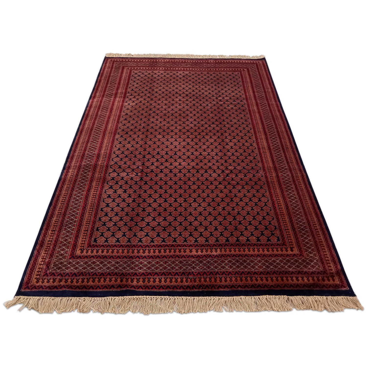 6x9 Feet Handmade Wool Carpet Royal Black Lichi Hand Knotted Carpet Traditional Luxury - Image 2