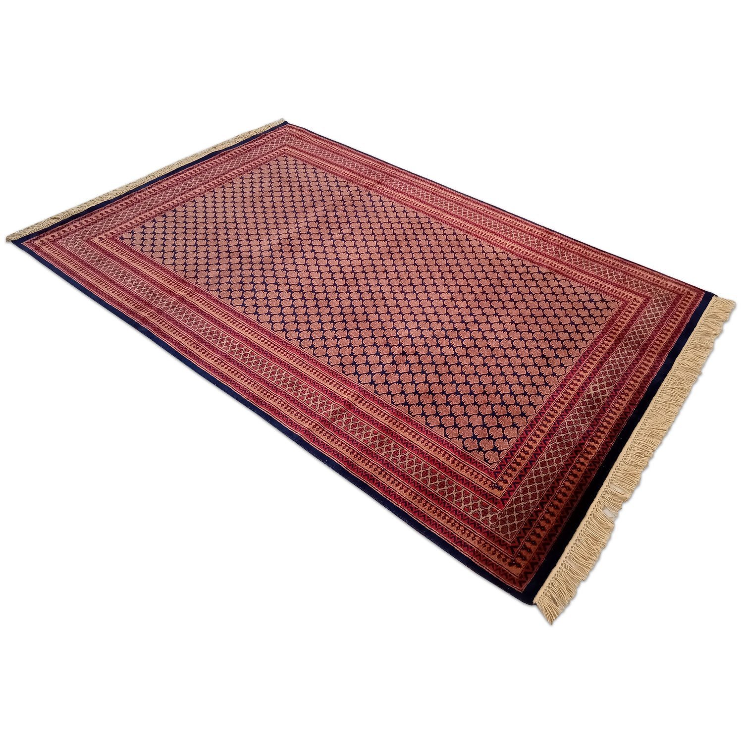 6x9 Feet Handmade Wool Carpet Royal Black Lichi Hand Knotted Carpet Traditional Luxury - Image 3