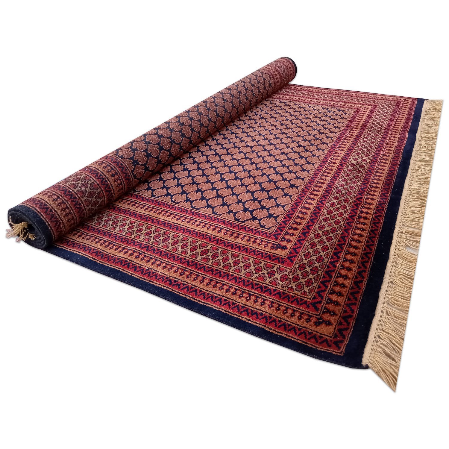 6x9 Feet Handmade Wool Carpet Royal Black Lichi Hand Knotted Carpet Traditional Luxury - Image 4