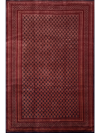 6x9 Feet Handmade Wool Carpet Royal Black Lichi Hand Knotted Carpet Traditional Luxury