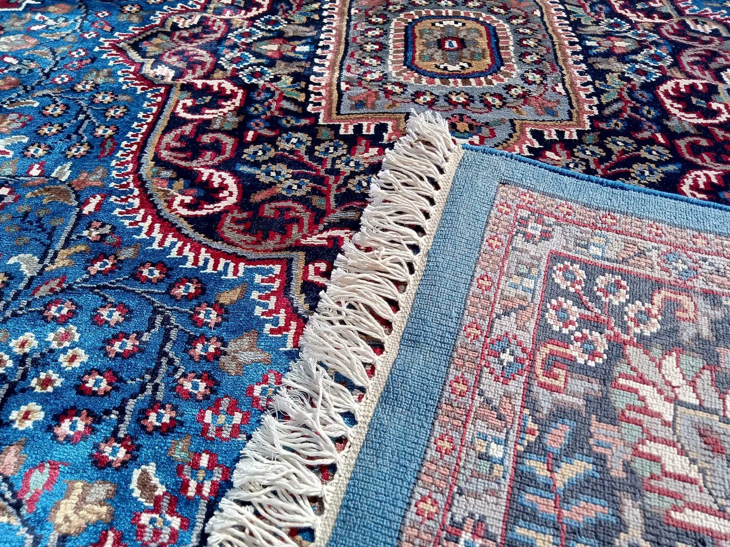 6x9 Feet Handmade Carpet Royal Blue Hand Knotted Persian Carpet - Image 3