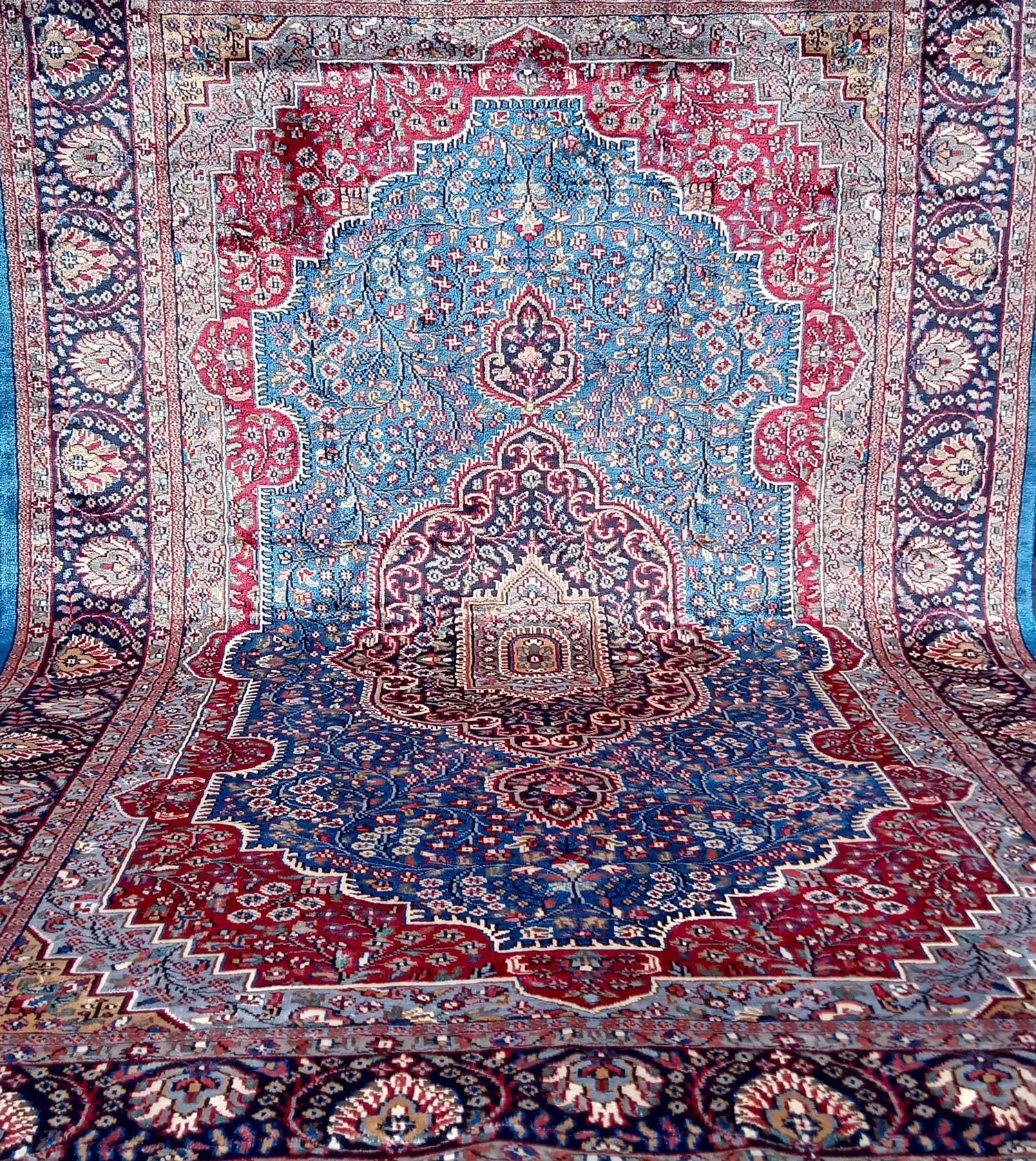 6x9 Feet Handmade Carpet Royal Blue Hand Knotted Persian Carpet - Image 4