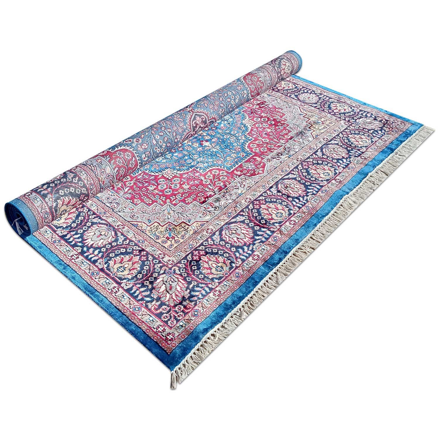 6x9 Feet Handmade Carpet Royal Blue Hand Knotted Persian Carpet - Image 5