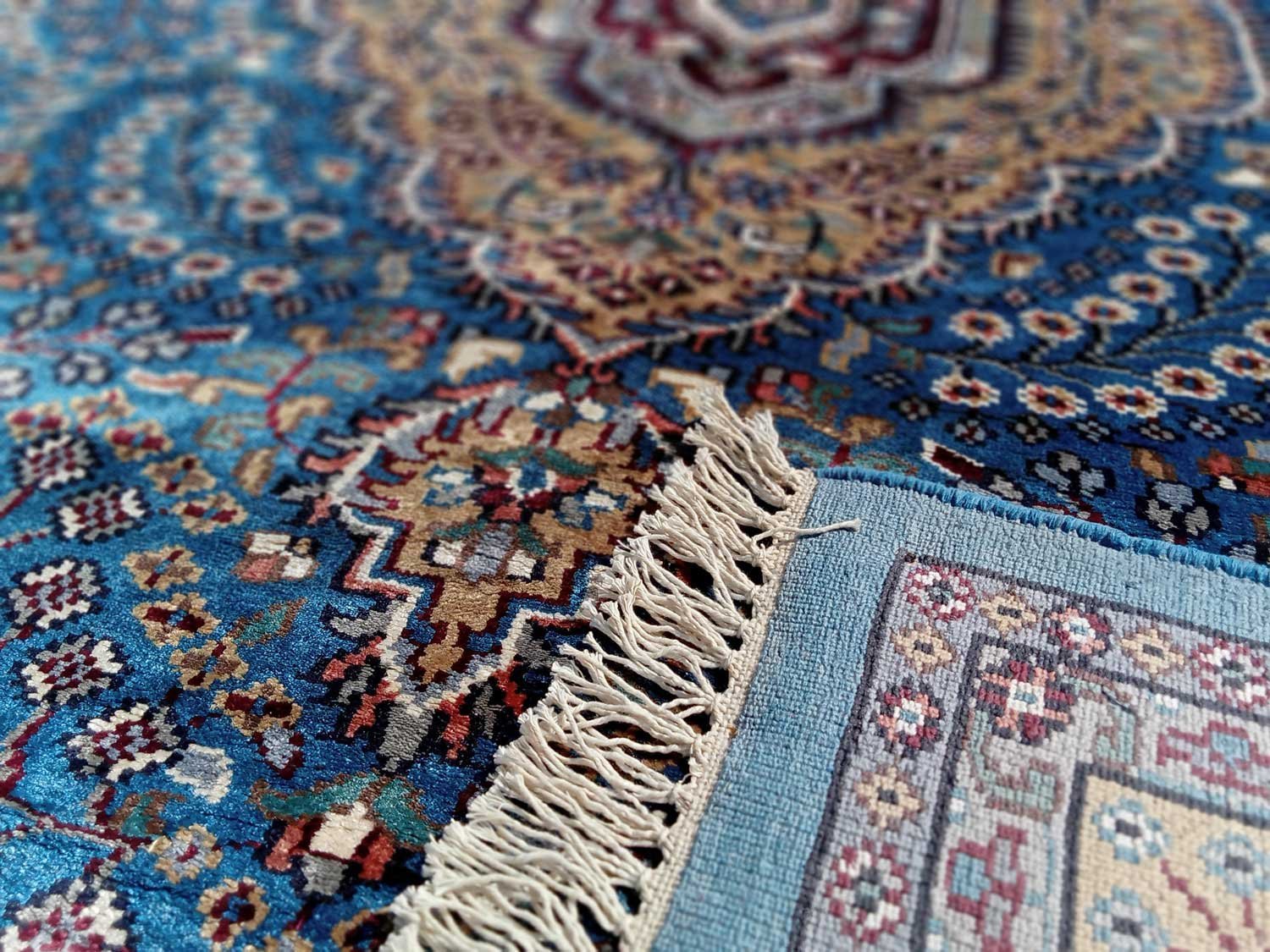 6×9 Feet Handmade Carpet Royal Blue Hand Knotted Persian Carpet - Image 3