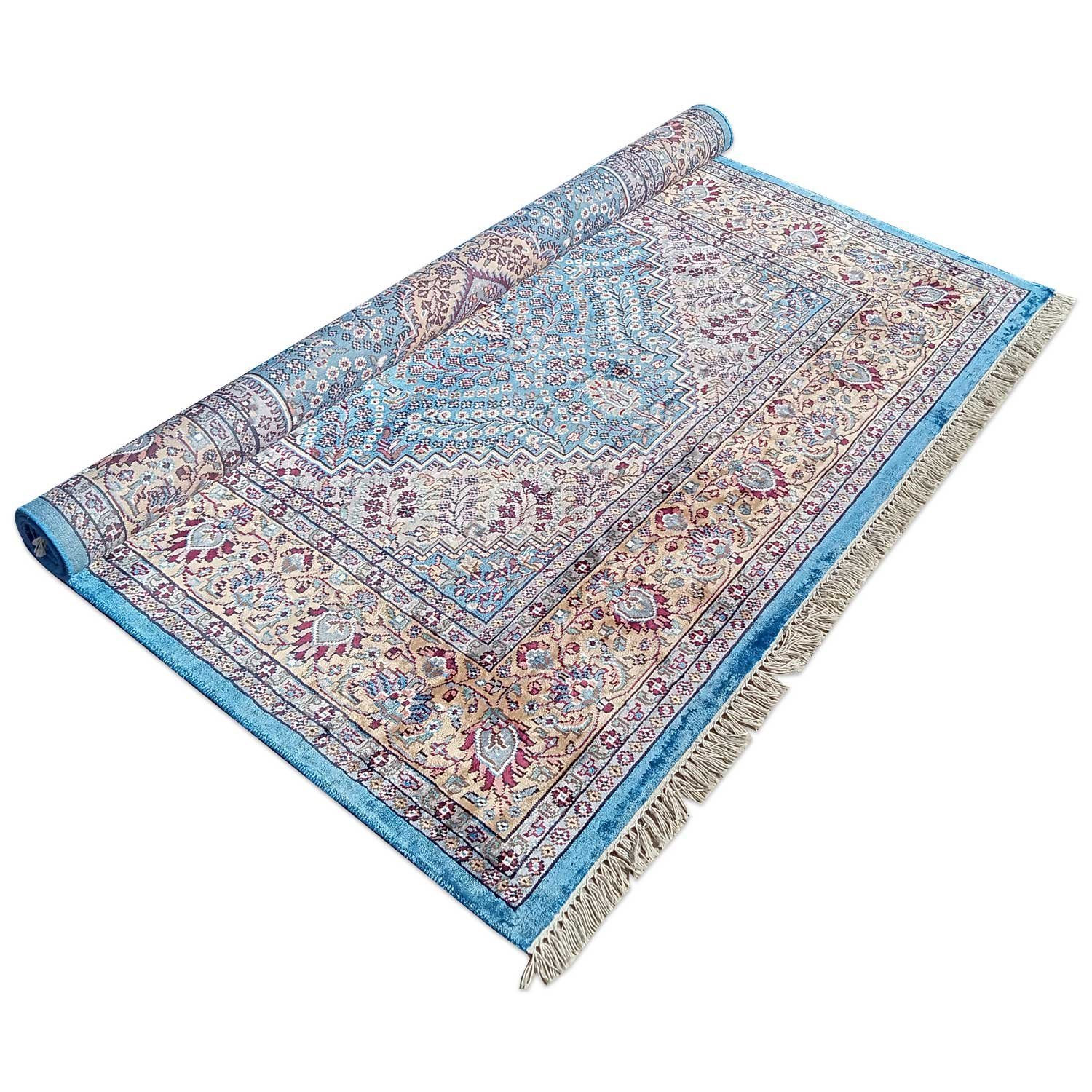 6×9 Feet Handmade Carpet Royal Blue Hand Knotted Persian Carpet - Image 4