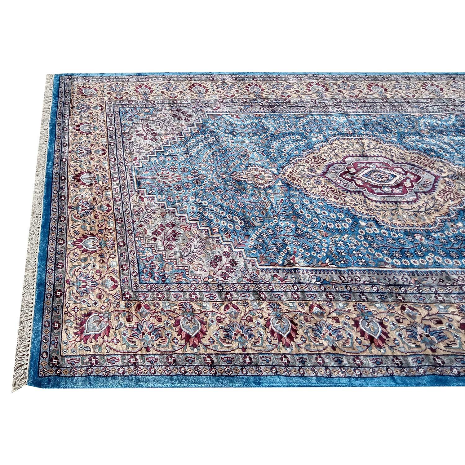 6×9 Feet Handmade Carpet Royal Blue Hand Knotted Persian Carpet - Image 5