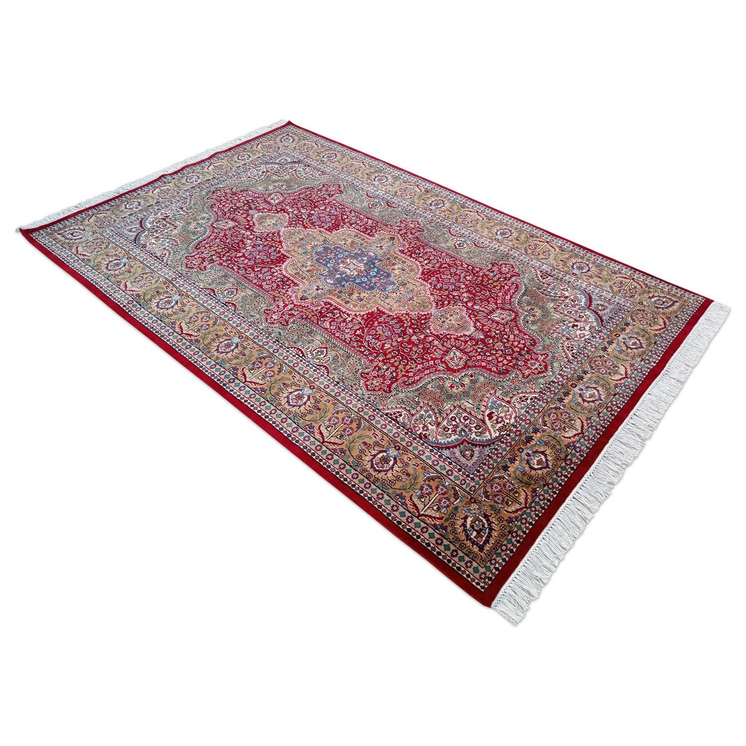 6×9 Feet Handmade Wool Carpet Royal Red Hand Knotted Indo-persian Carpet - Image 4