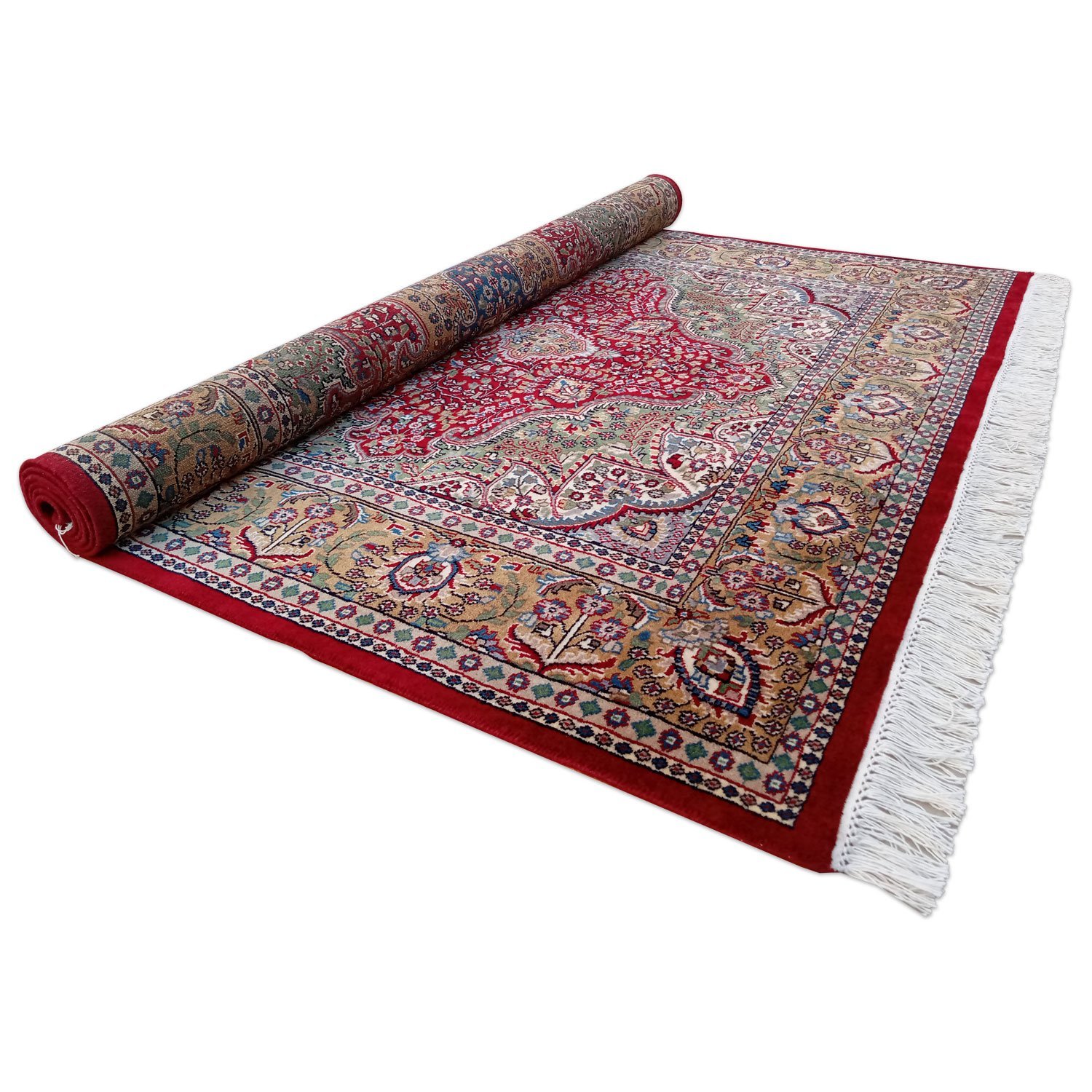 6×9 Feet Handmade Wool Carpet Royal Red Hand Knotted Indo-persian Carpet - Image 7