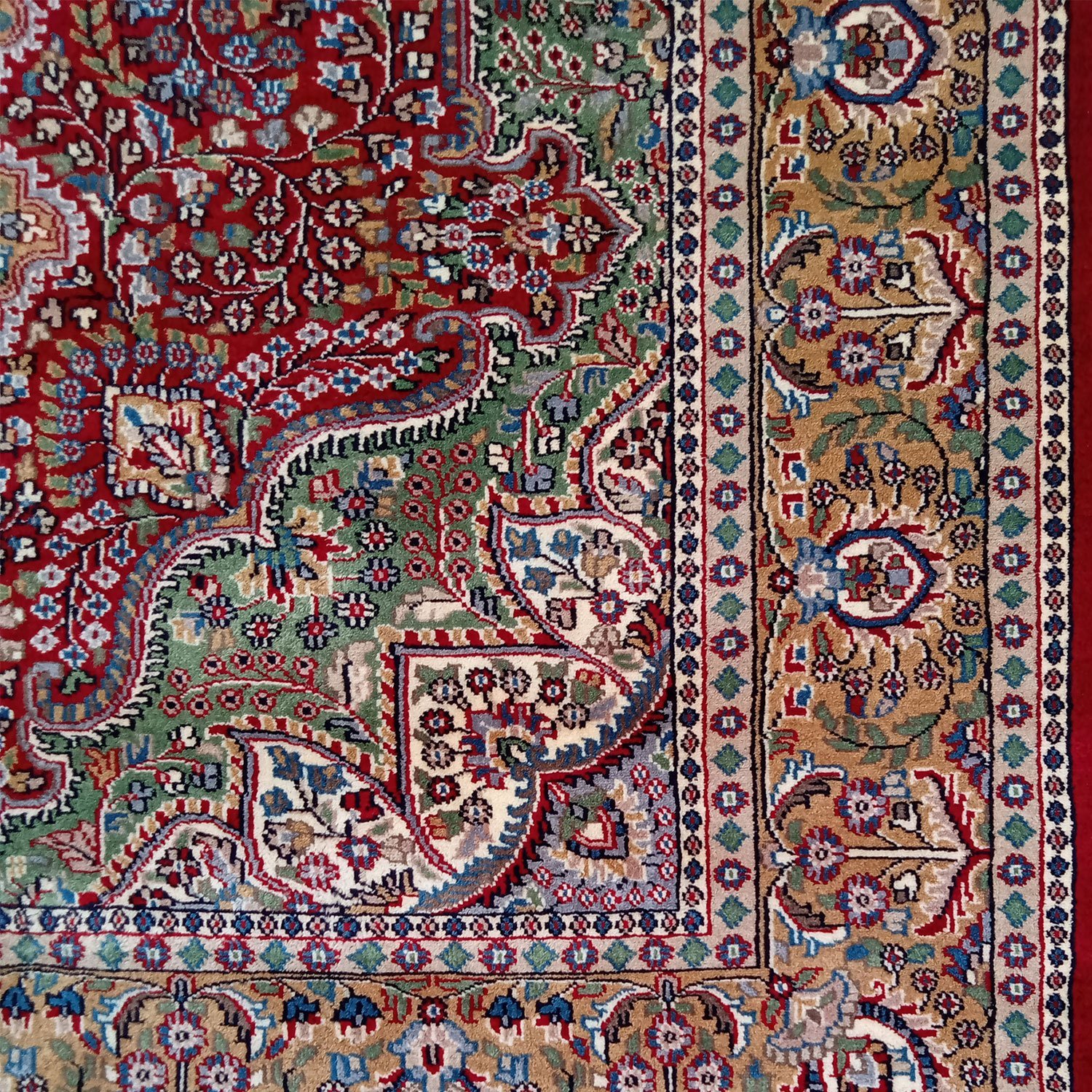 6×9 Feet Handmade Wool Carpet Royal Red Hand Knotted Indo-persian Carpet - Image 6