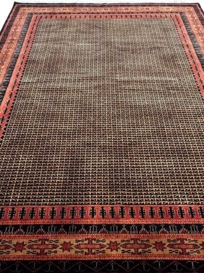7x10 ft Hand Knotted Wool Carpet Black Kanta