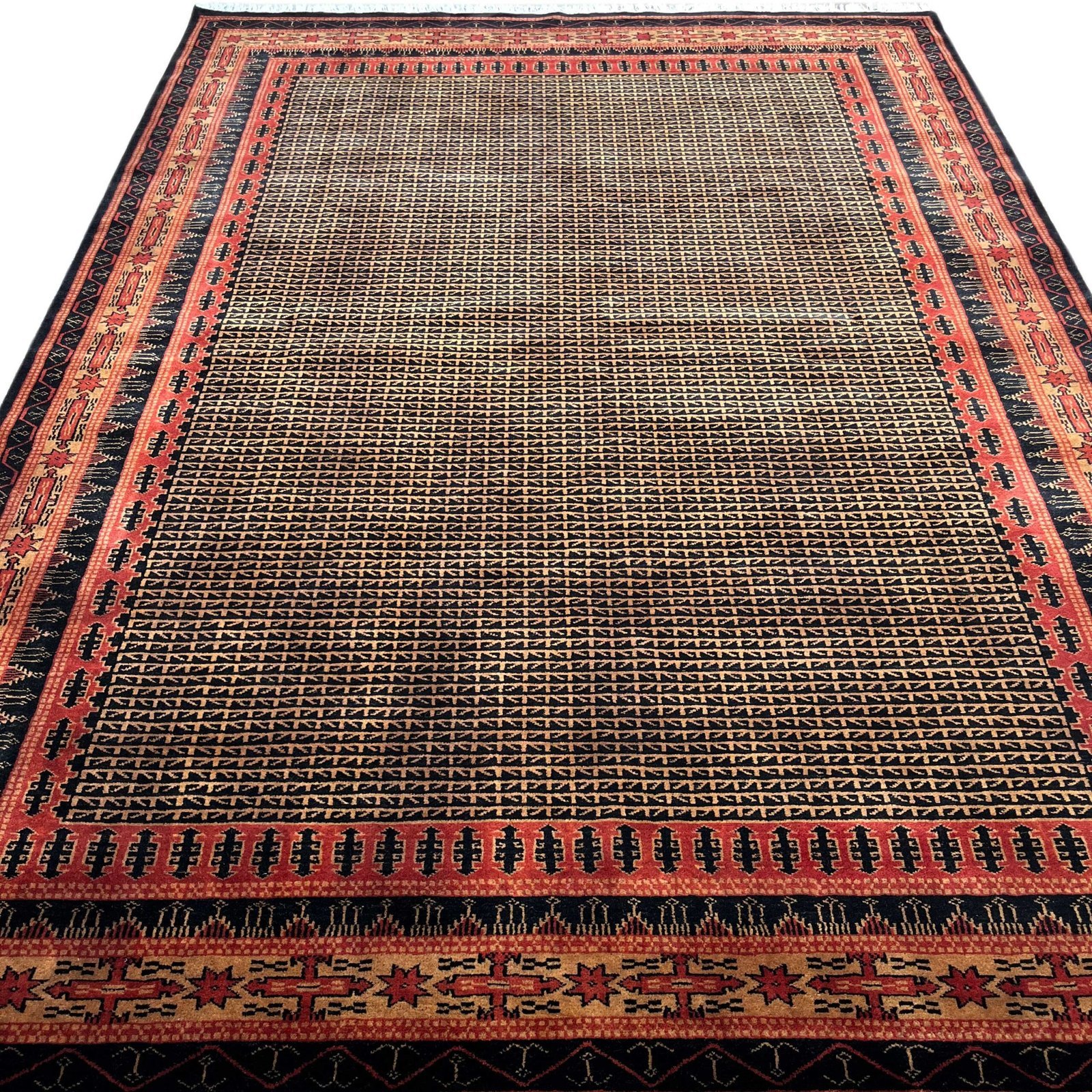 7x10 ft Hand Knotted Wool Carpet Black Kanta