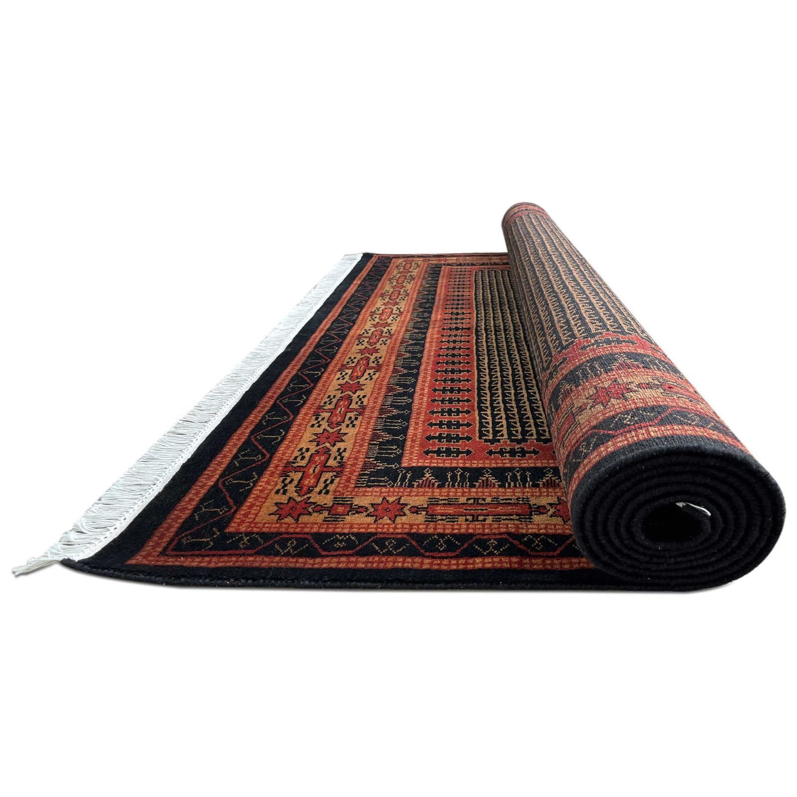 7x10 ft Hand Knotted Wool Carpet Black Kanta - Image 2