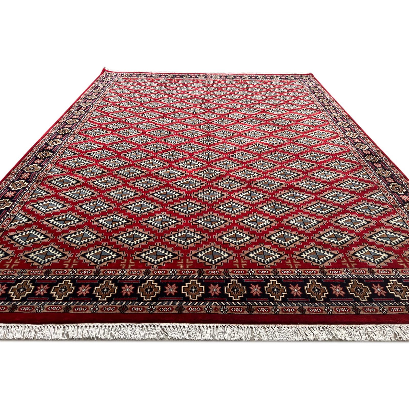 8x10 ft Hand Knotted Wool Carpet Red Bukhara