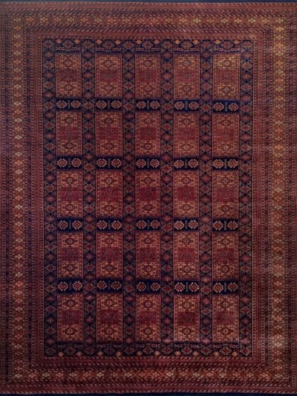 8x10 Feet Black & Brown Hand Knotted Wool Carpet Dubba