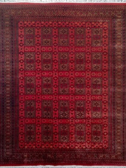 8x10 Feet Red Hand Knotted Wool Carpet Dubba