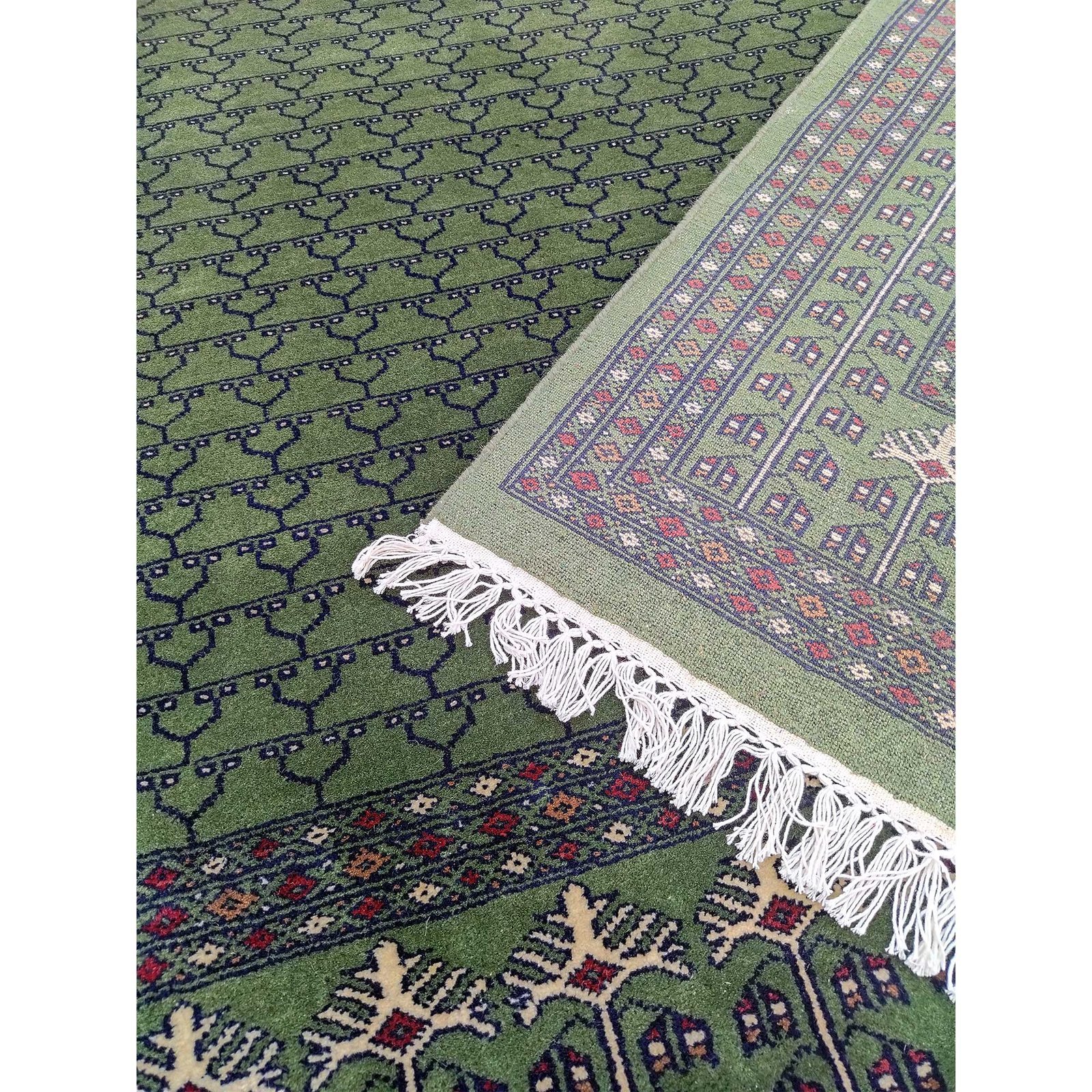 8x10 ft Green Hand Knotted Wool Carpet - Image 4