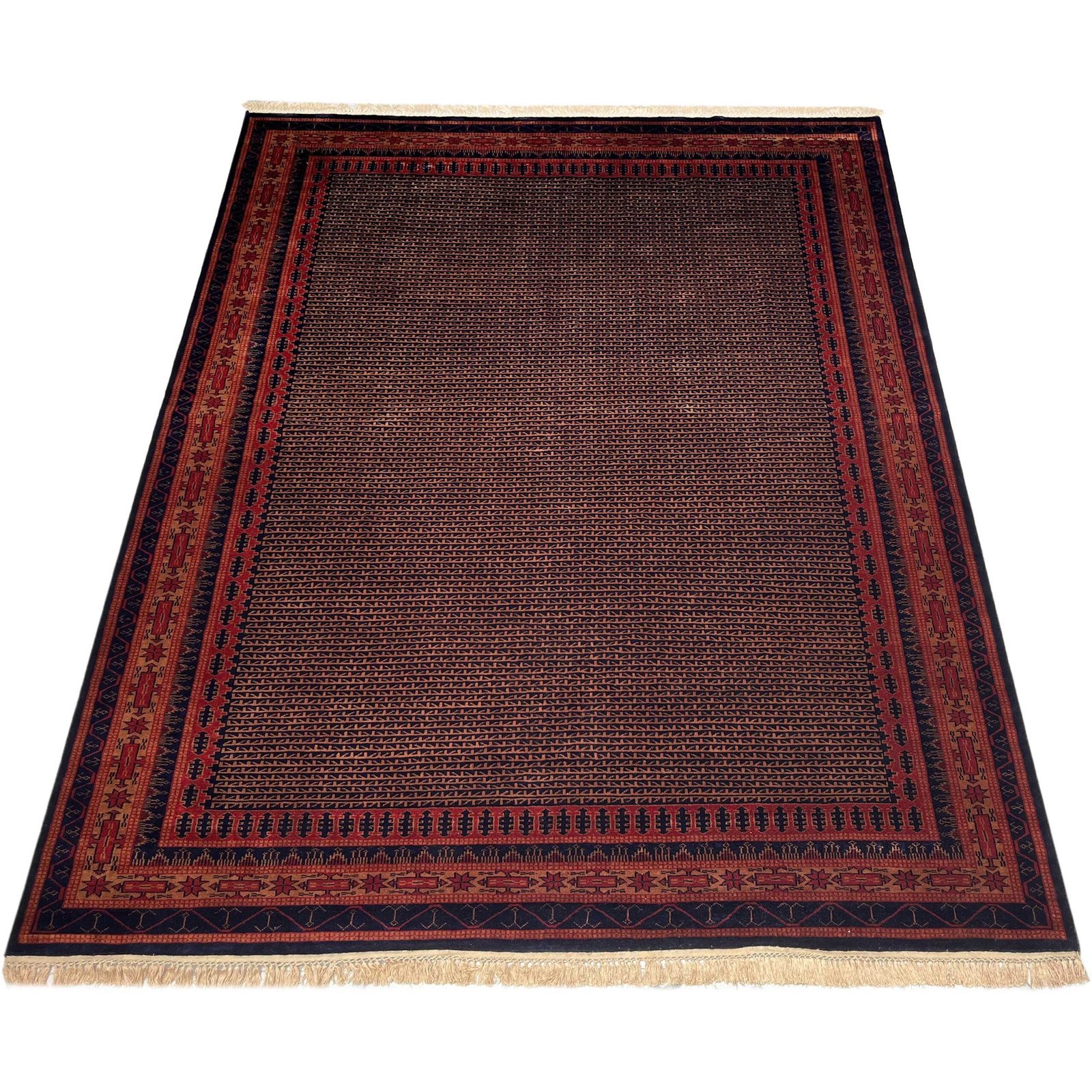 8x10 ft Hand Knotted Woolen Carpet Black Kanta - Image 7