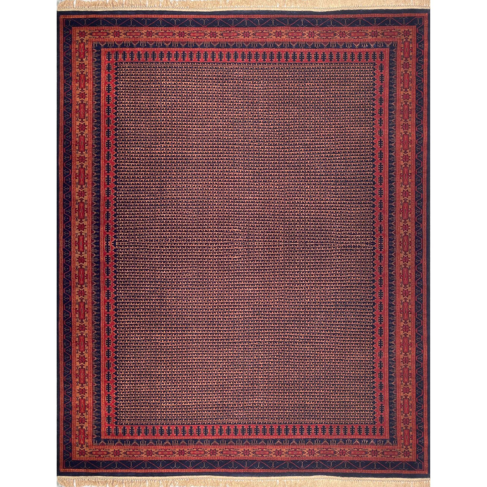 8x10 ft Hand Knotted Woolen Carpet Black Kanta