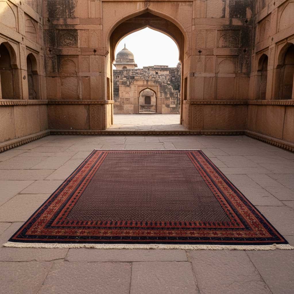 8x10 ft Hand Knotted Woolen Carpet Black Kanta - Image 2
