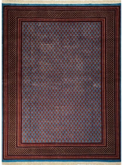8x10 ft Hand Knotted Woolen Carpet Blue Lichi
