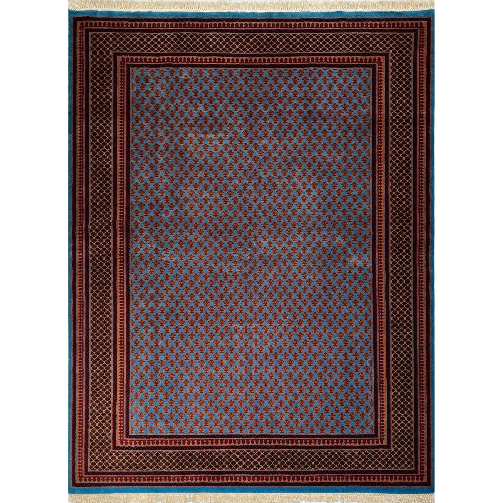 8x10 ft Hand Knotted Woolen Carpet Blue Lichi