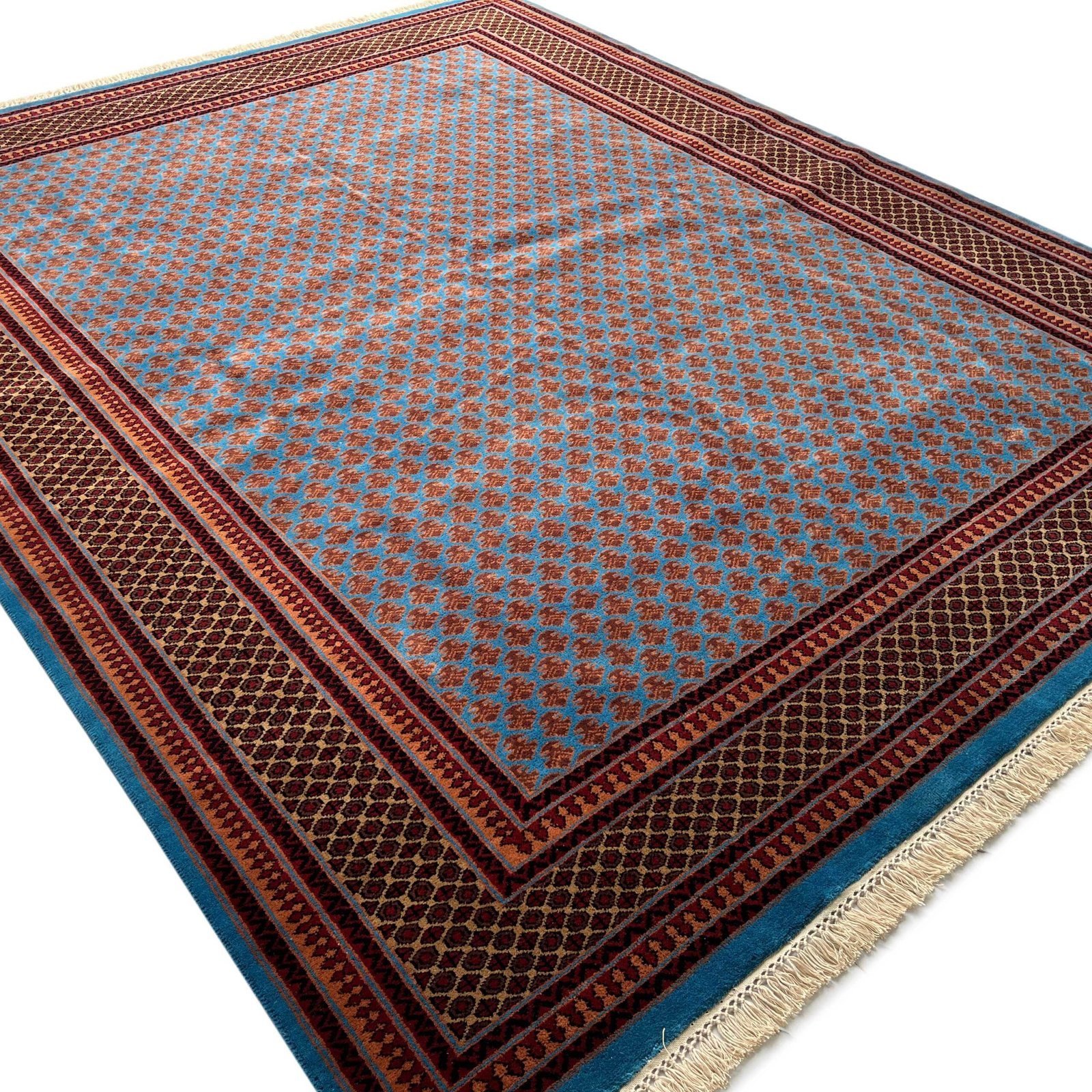 8x10 ft Hand Knotted Woolen Carpet Blue Lichi - Image 2