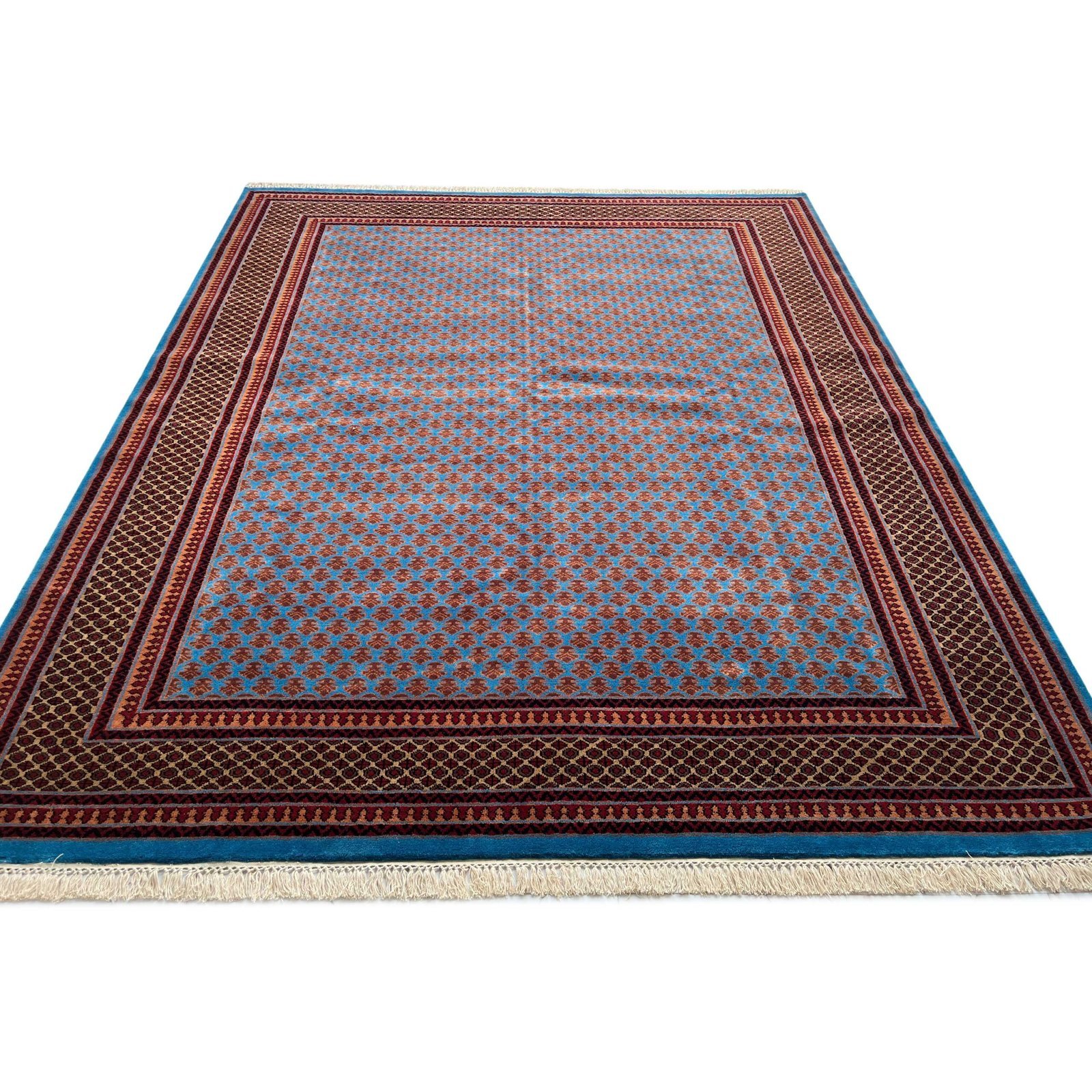 8x10 ft Hand Knotted Woolen Carpet Blue Lichi - Image 5