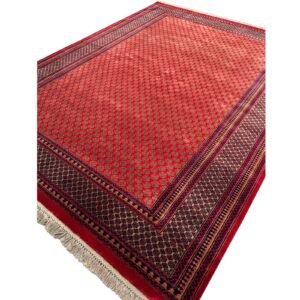 8x10 ft Hand Knotted Wool Carpet – Red Lichi Design | Luxurious Handmade Carpet