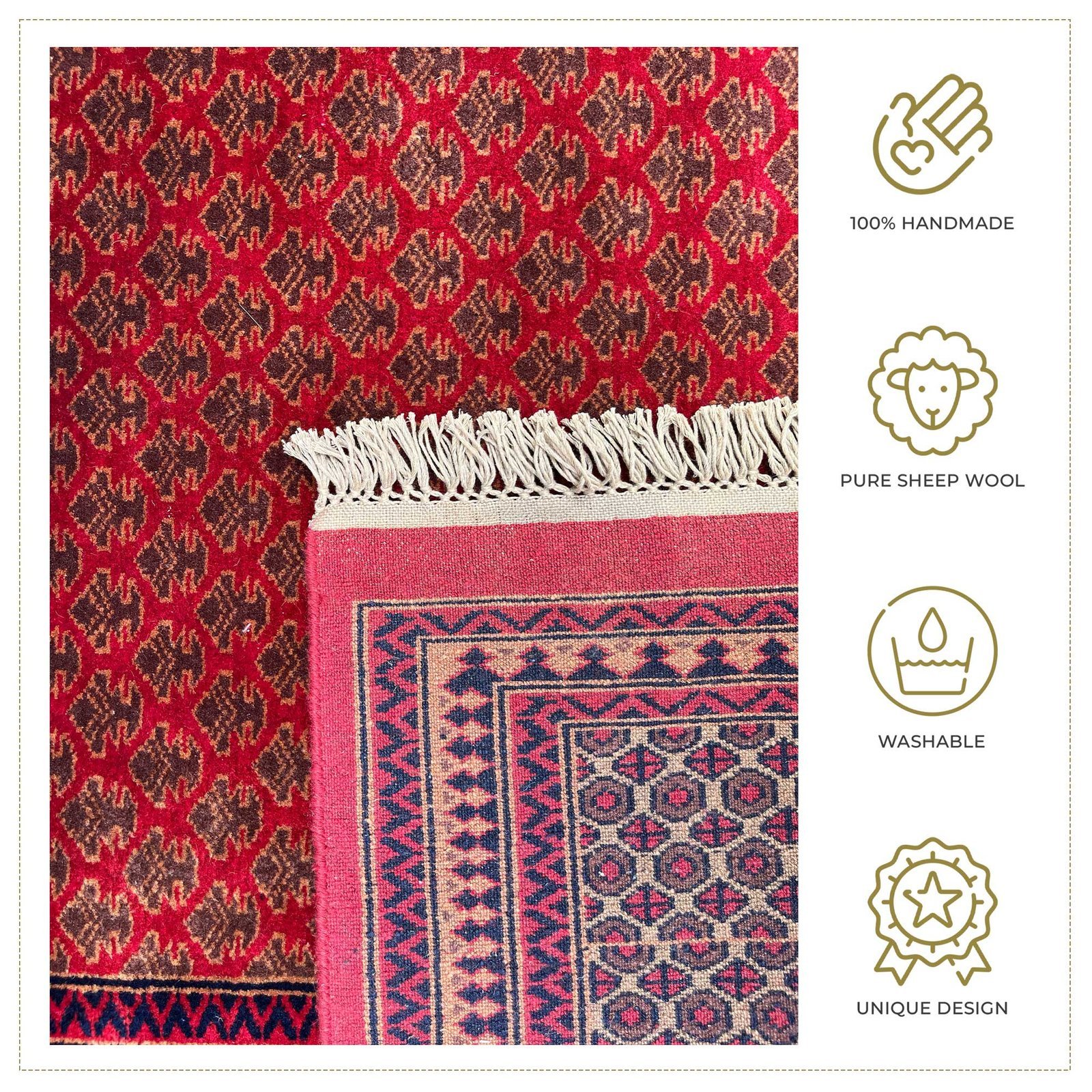 8x10 ft Hand Knotted Wool Carpet – Red Lichi Design | Luxurious Handmade Carpet - Image 3