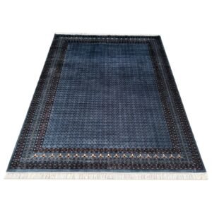 8x10 ft Hand Knotted Woolen Carpet Bluish Gray Parda