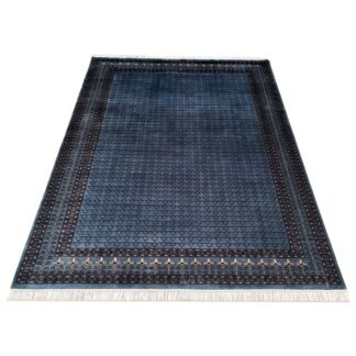 8x10 ft Hand Knotted Woolen Carpet Bluish Gray Parda