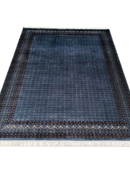 8x10 ft Hand Knotted Woolen Carpet Bluish Gray Parda