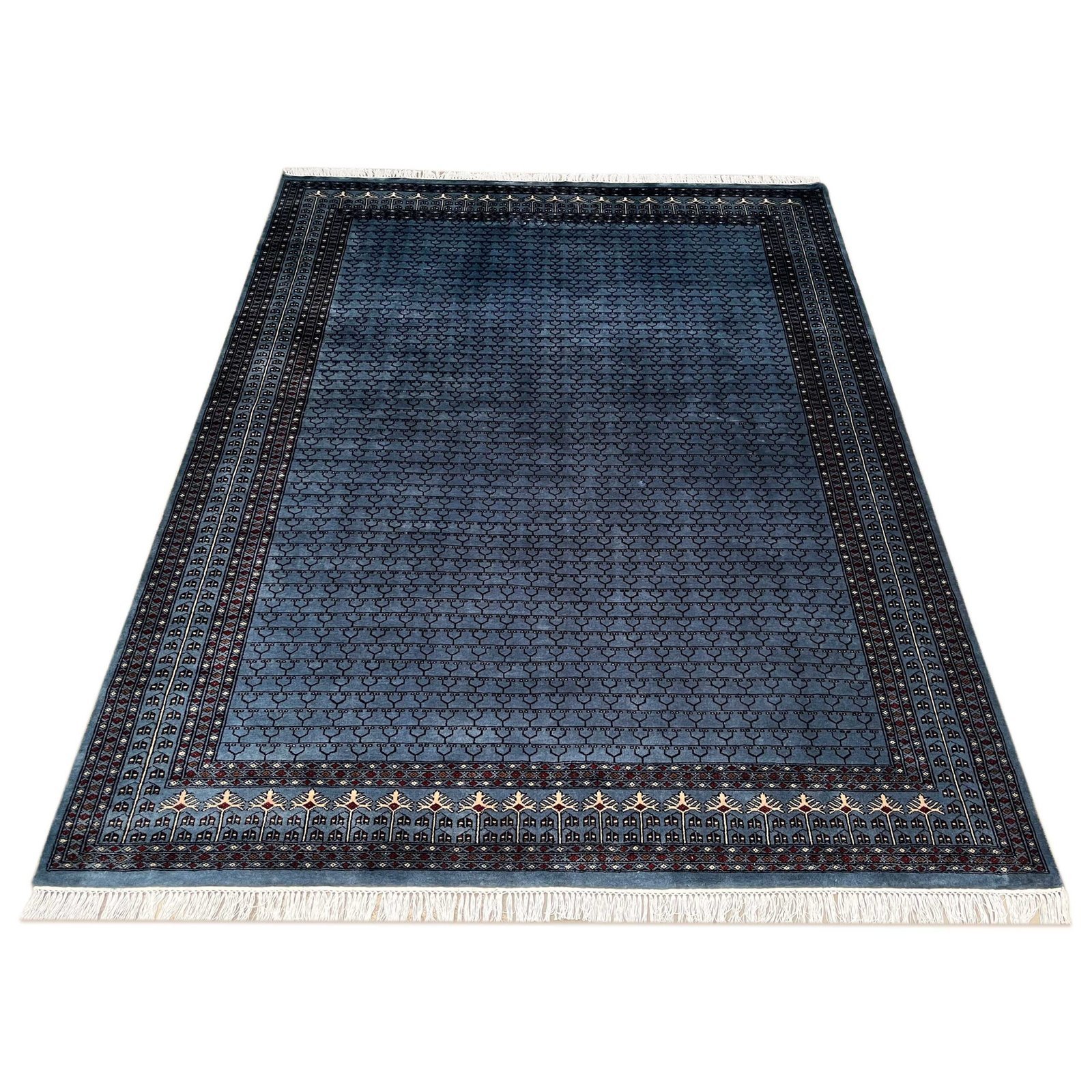 8x10 ft Hand Knotted Woolen Carpet Bluish Gray Parda