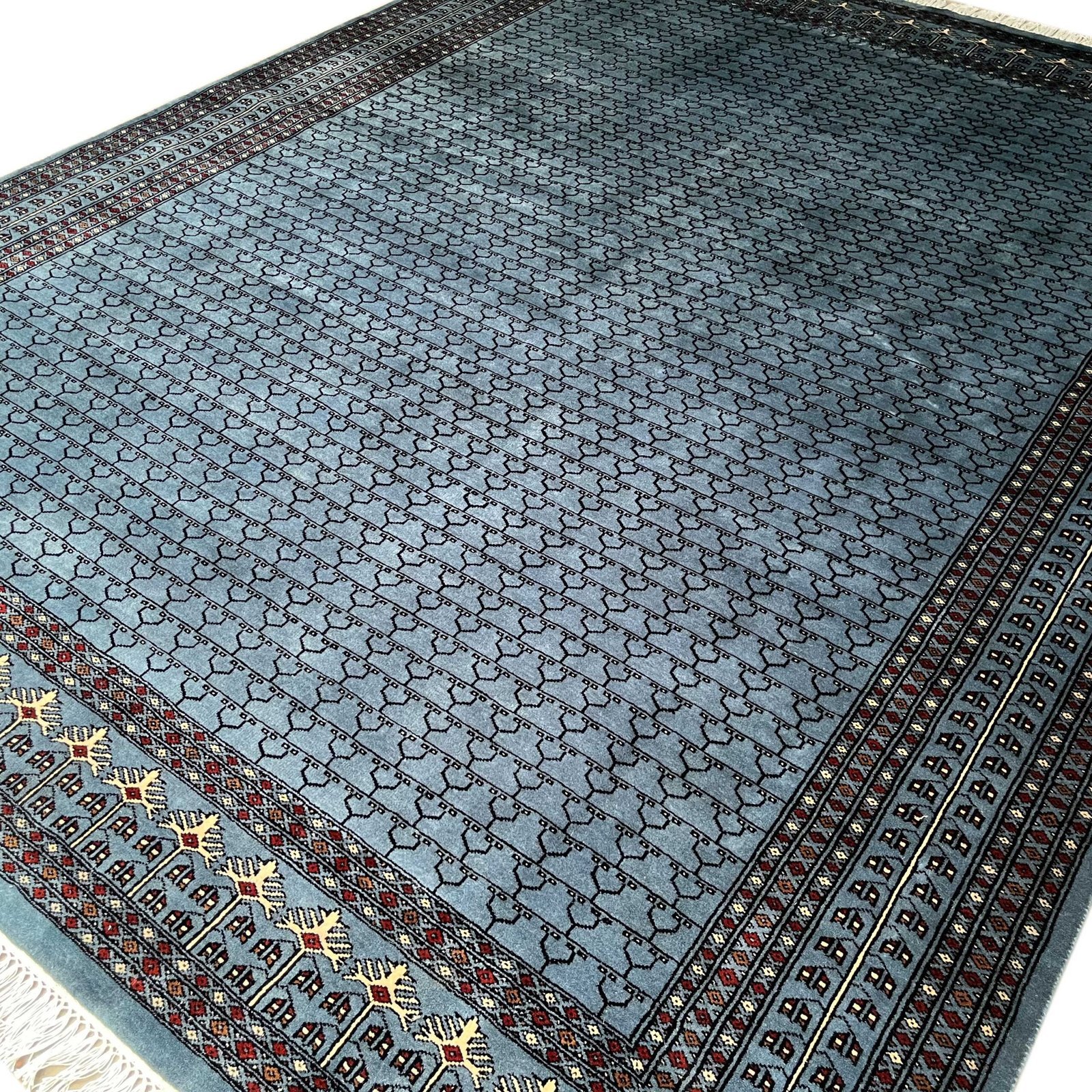 8x10 ft Hand Knotted Woolen Carpet Bluish Gray Parda - Image 10