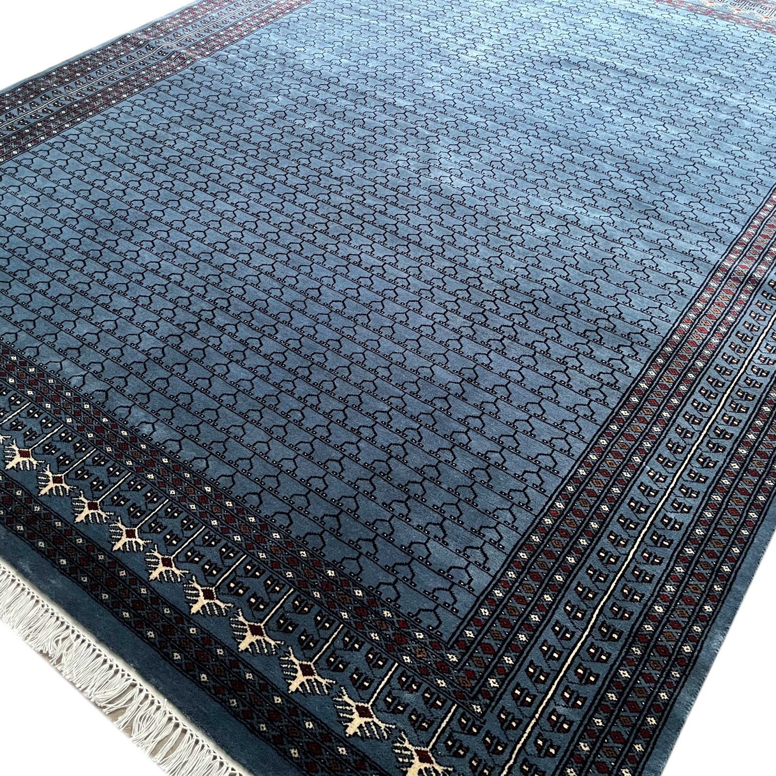 8x10 ft Hand Knotted Woolen Carpet Bluish Gray Parda - Image 9