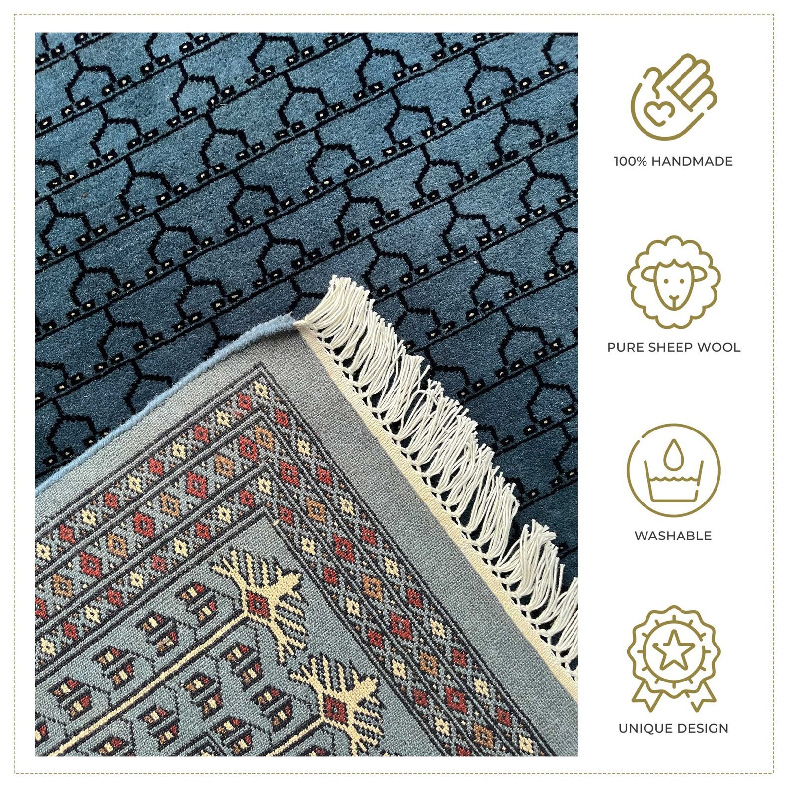 8x10 ft Hand Knotted Woolen Carpet Bluish Gray Parda - Image 7
