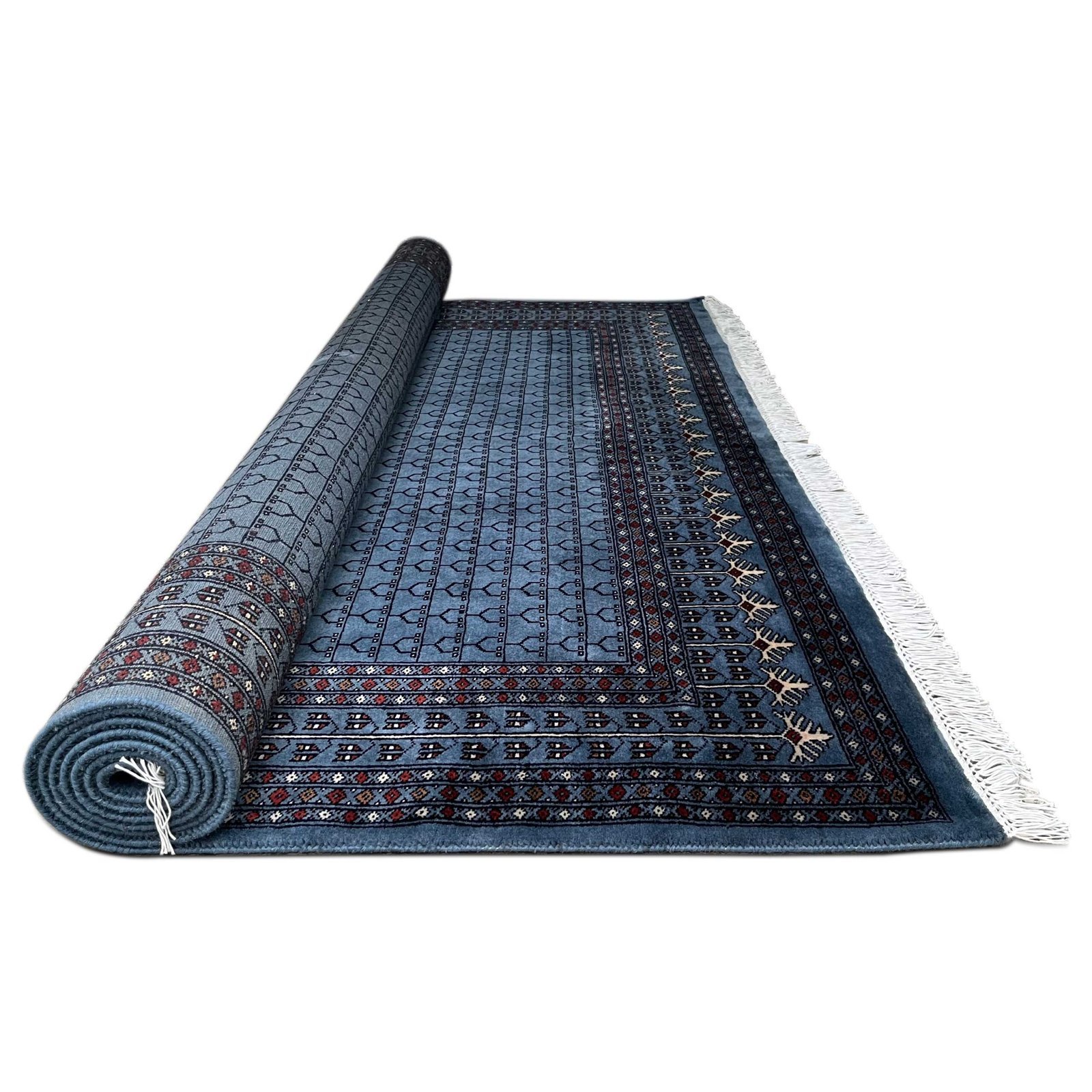 8x10 ft Hand Knotted Woolen Carpet Bluish Gray Parda - Image 3