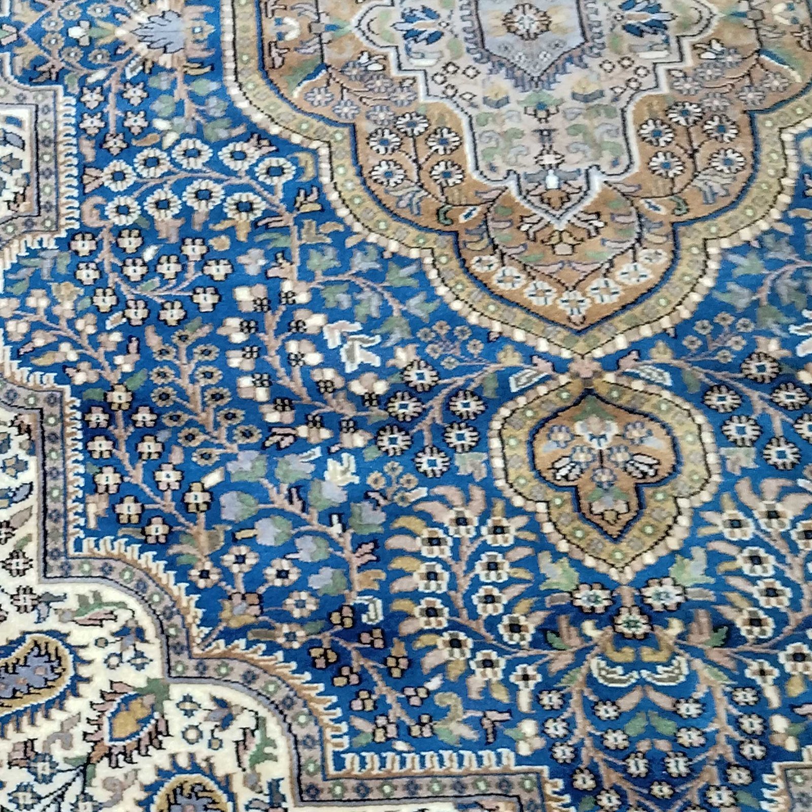 8×10 Feet Blue Persian Hand Knotted Wool Carpet Traditional Luxury - Image 3
