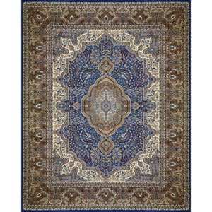 8×10 Feet Blue Persian Hand Knotted Wool Carpet Traditional Luxury