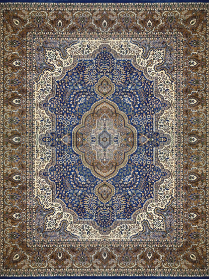 8×10 Feet Blue Persian Hand Knotted Wool Carpet Traditional Luxury