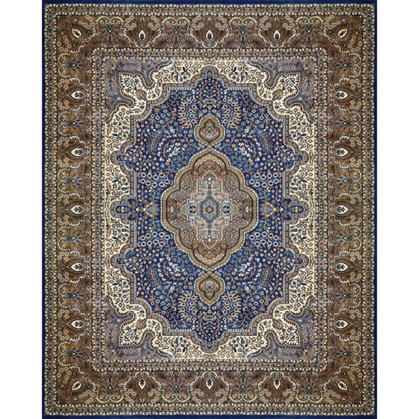 8×10 Feet Blue Persian Hand Knotted Wool Carpet Traditional Luxury