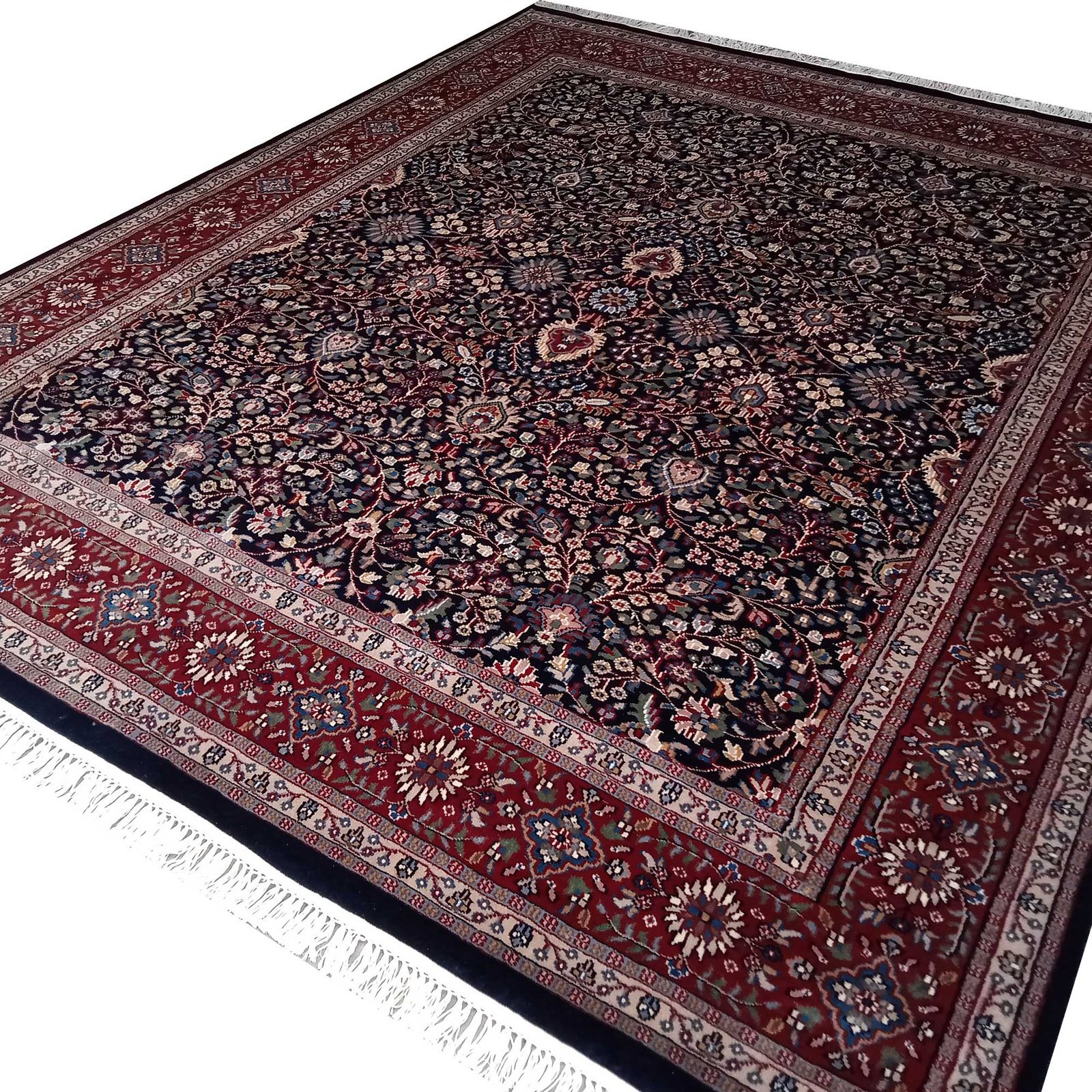 8x10 Feet Wool Black Kashan Hand Knotted Carpet - Image 5