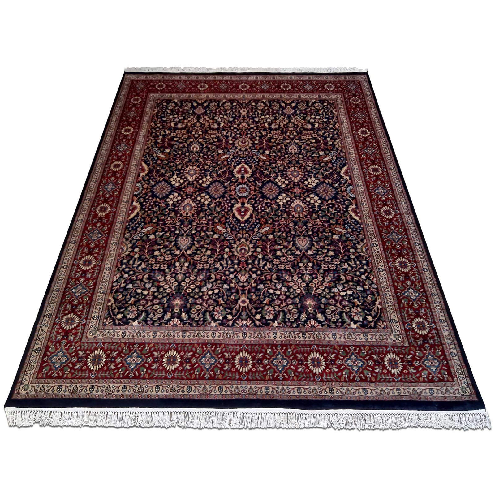 8x10 Feet Wool Black Kashan Hand Knotted Carpet - Image 4