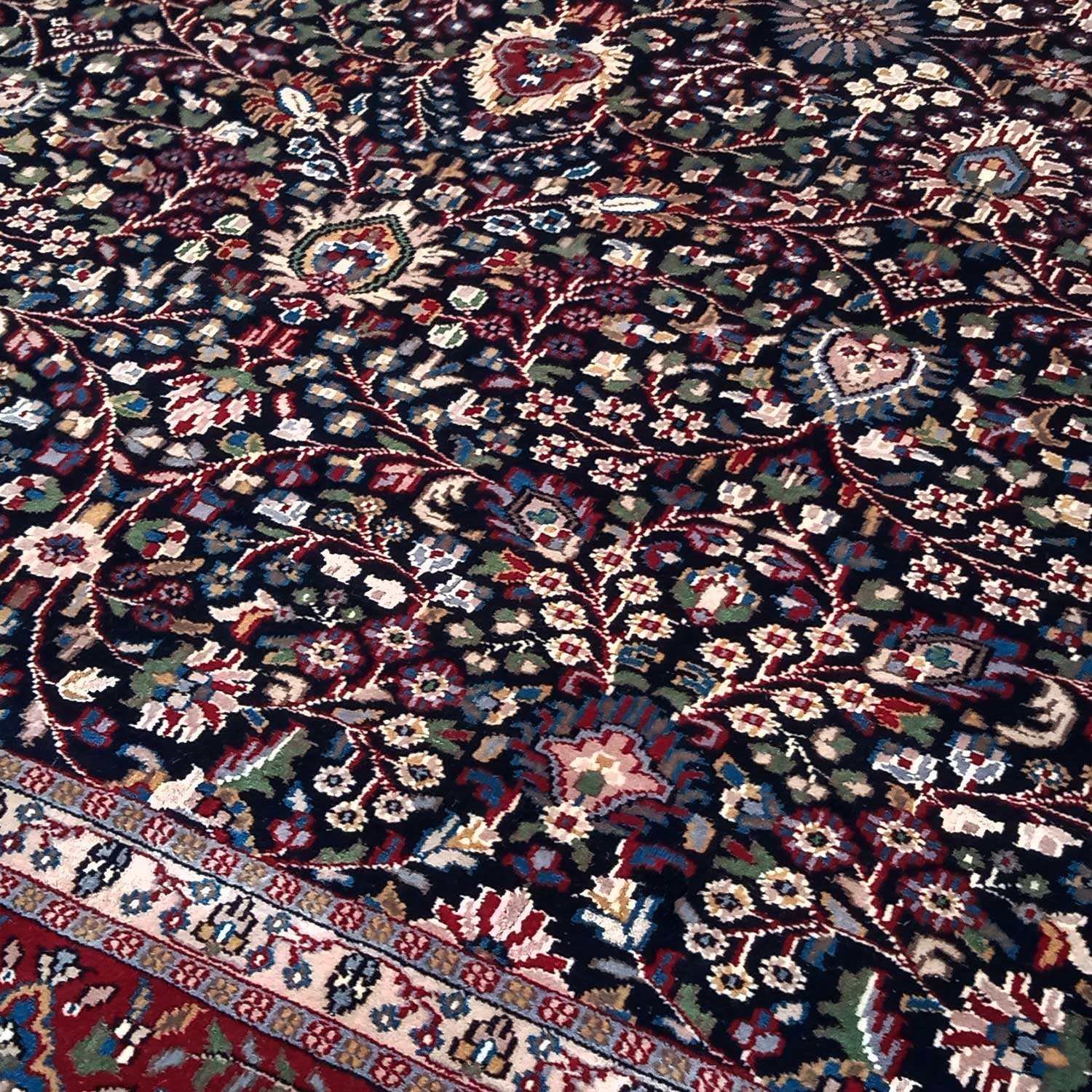 8x10 Feet Wool Black Kashan Hand Knotted Carpet - Image 2