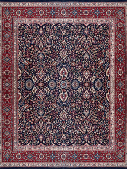 8x10 Feet Wool Black Kashan Hand Knotted Carpet