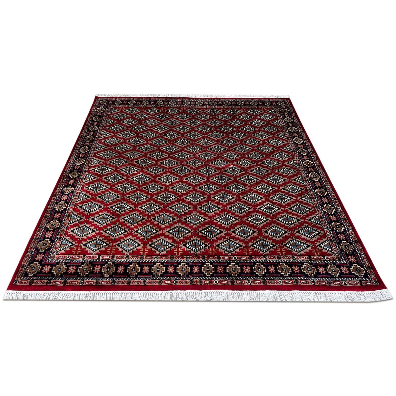 8x8 ft Hand Knotted Wool Carpet Red Barfi - Image 5