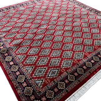 8x8 ft Hand Knotted Wool Carpet Red Barfi