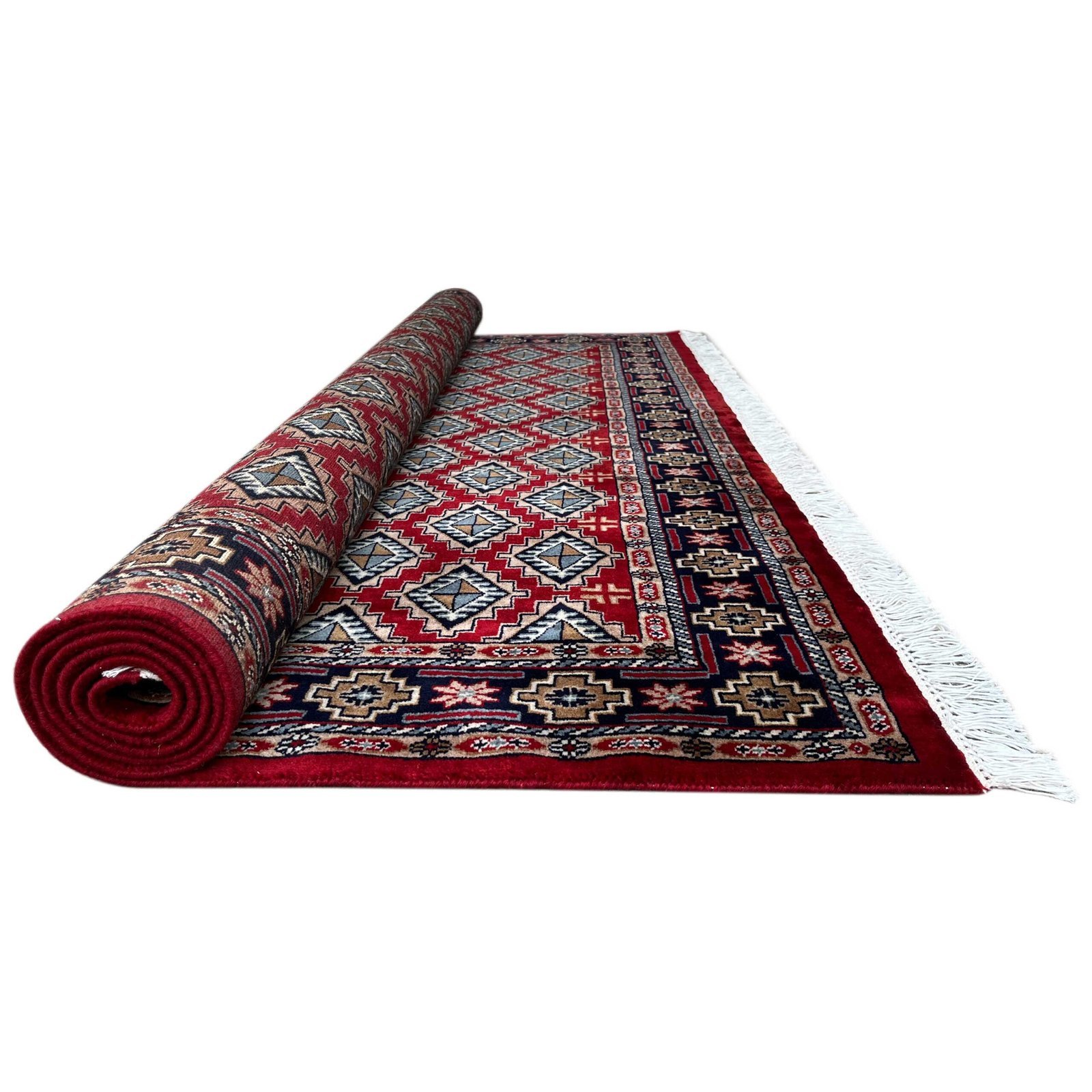 8x10 ft Hand Knotted Wool Carpet Red Bukhara - Image 2