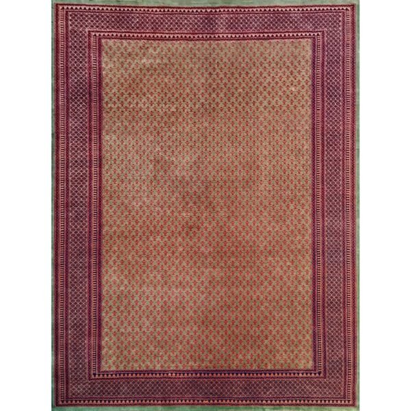 9x12 Feet Wool Green Hand Knotted Carpet Tribal